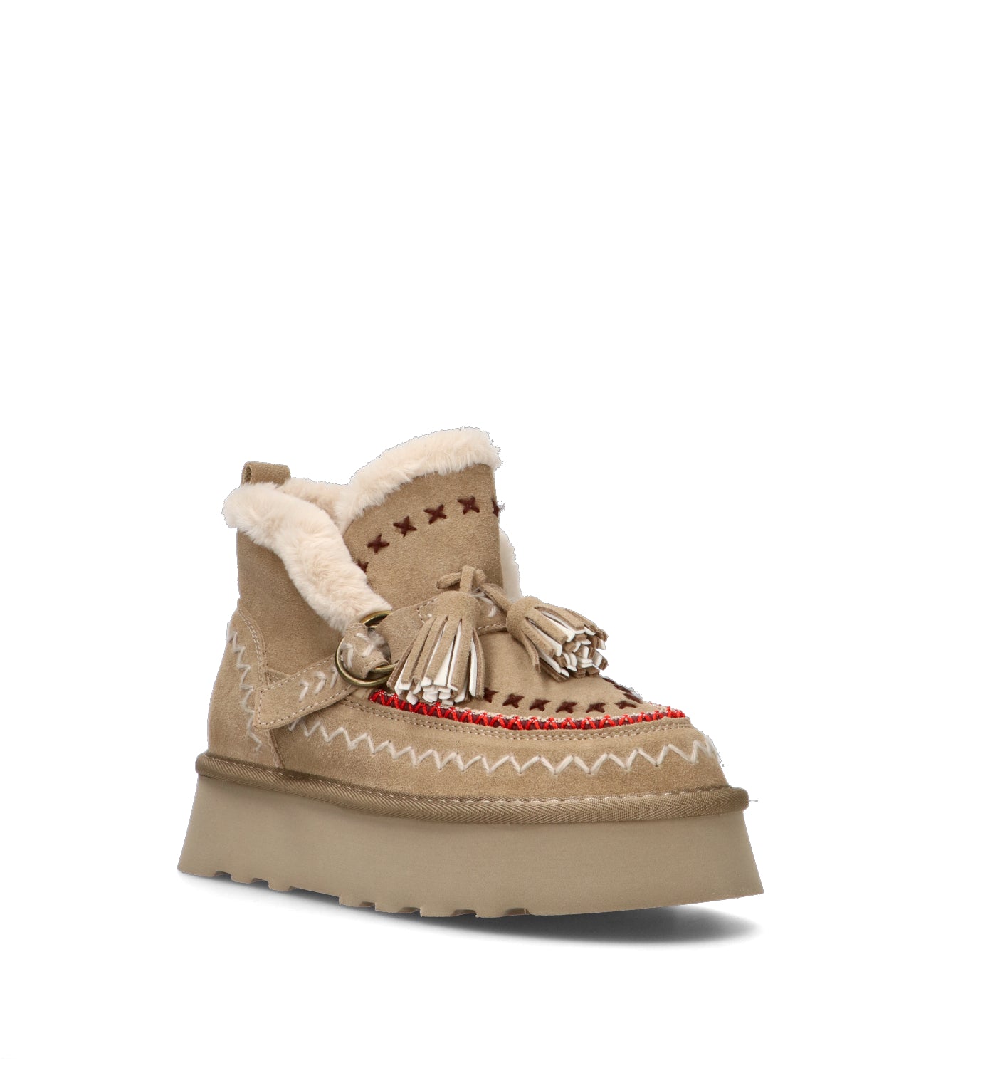 O-JOO Stivaletto pelo donna taupe in suede