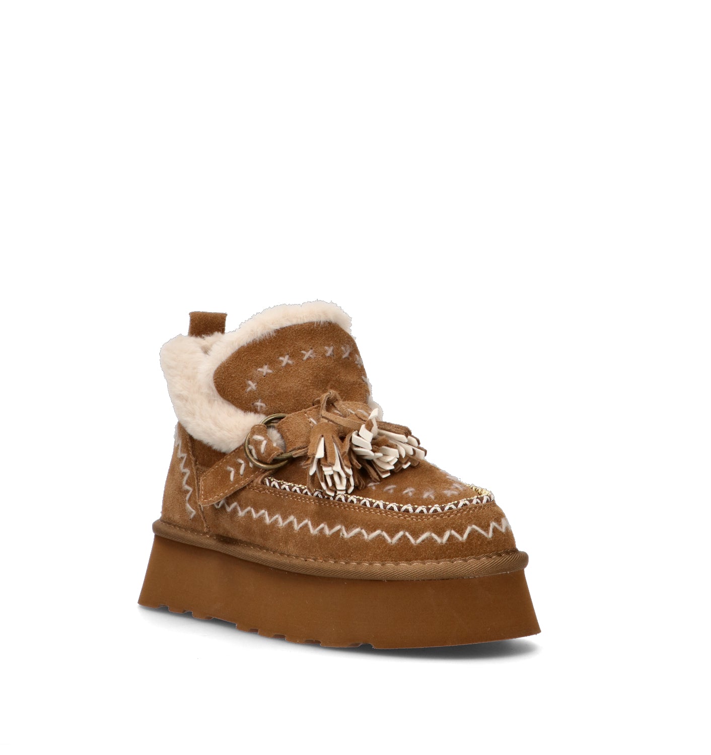 O-JOO Stivaletto pelo donna tabacco in suede