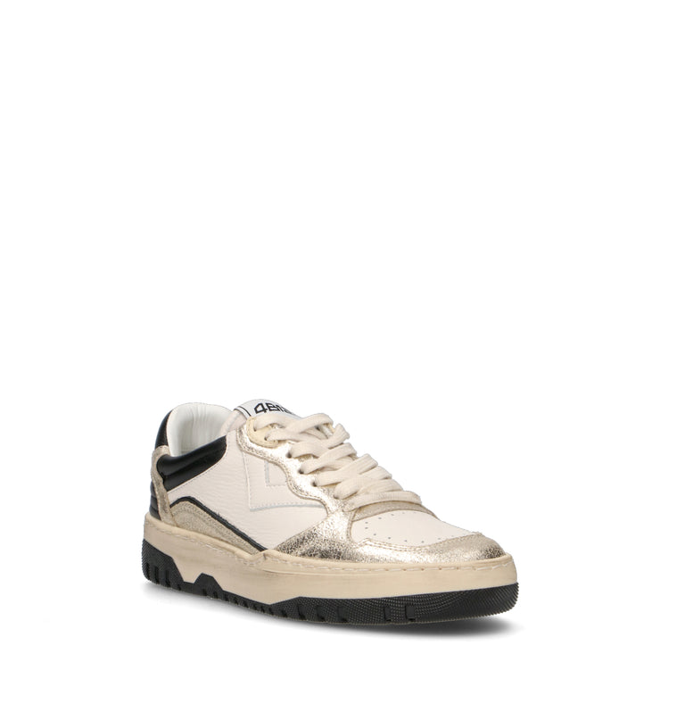 QUATTROBARRADODICI Sneaker donna bianca/nera in pelle