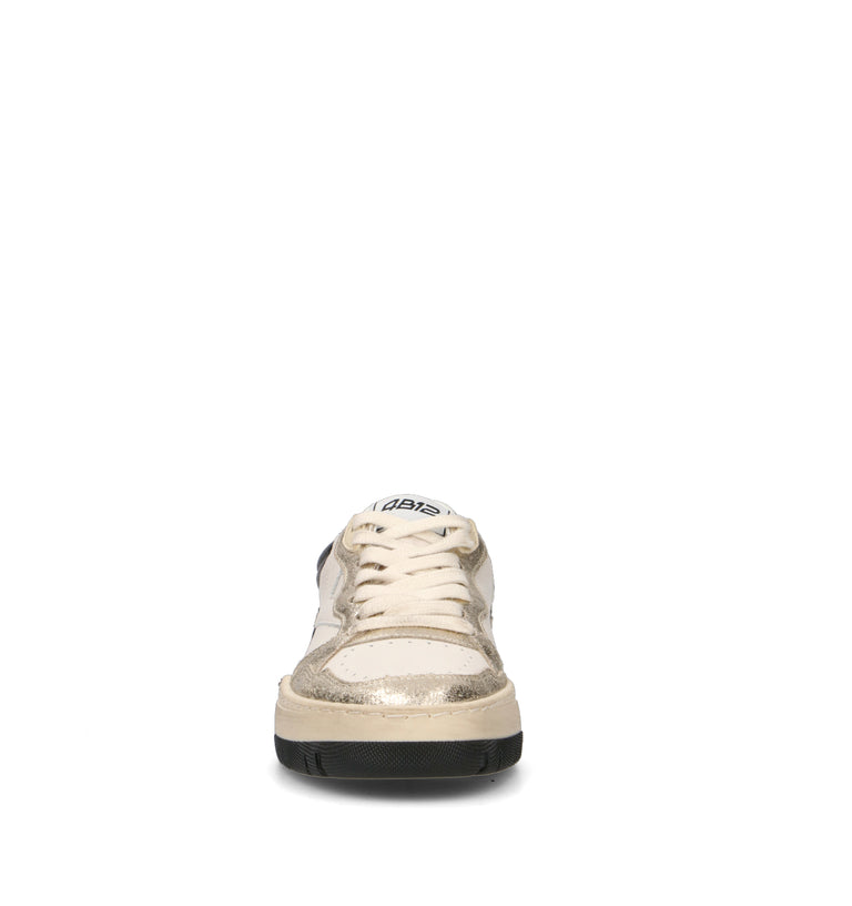 QUATTROBARRADODICI Sneaker donna bianca/nera in pelle