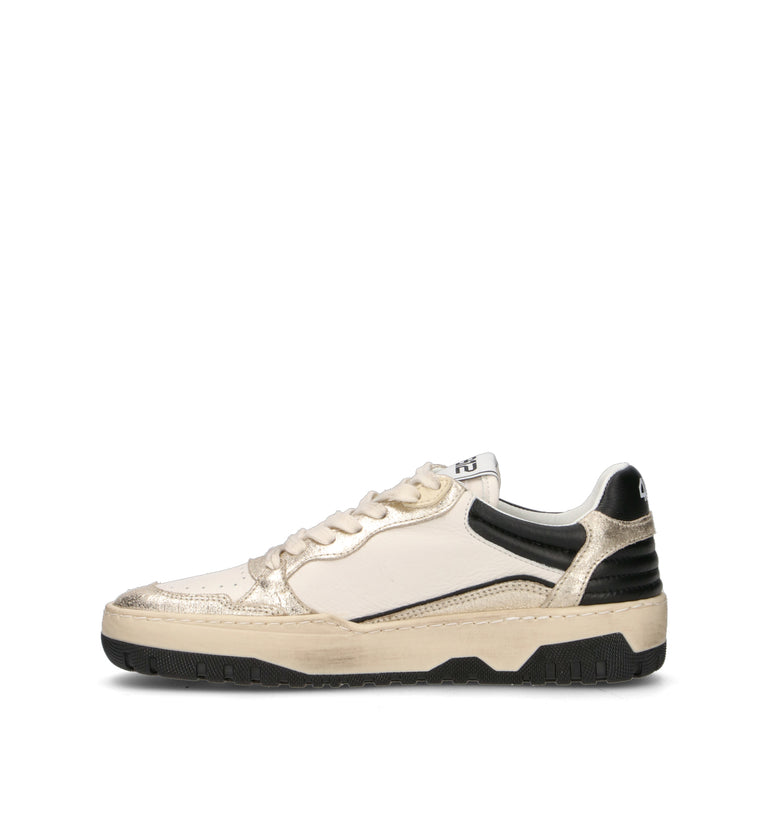 QUATTROBARRADODICI Sneaker donna bianca/nera in pelle