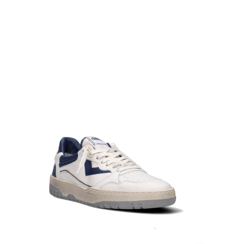 QUATTROBARRADODICI Sneaker uomo bianca/blu in pelle