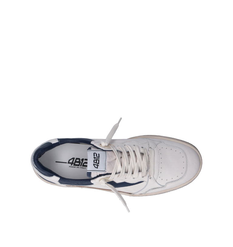 QUATTROBARRADODICI Sneaker uomo bianca/blu in pelle