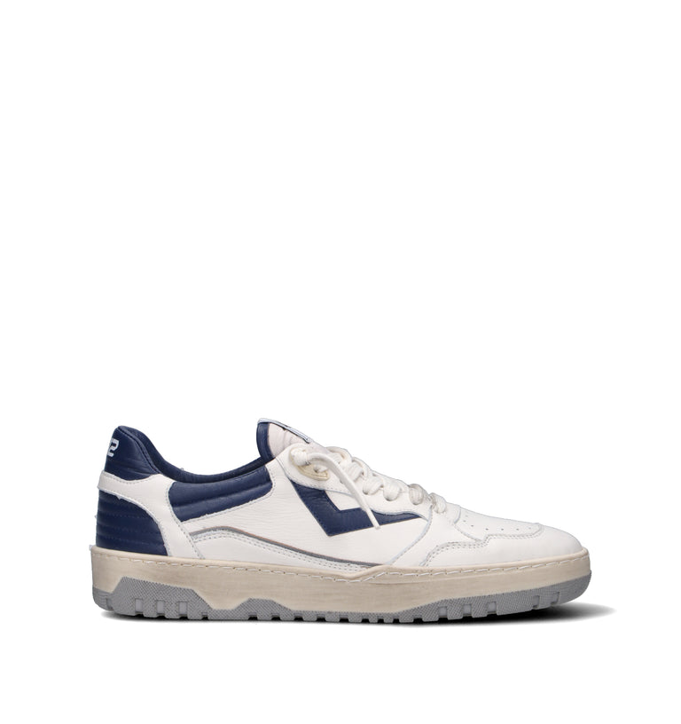 QUATTROBARRADODICI Sneaker uomo bianca/blu in pelle