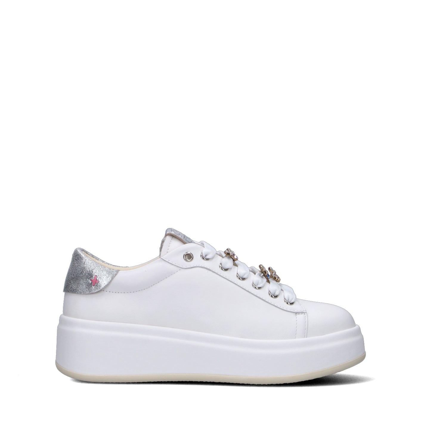 GIO+ Sneaker donna bianca/argento in pelle