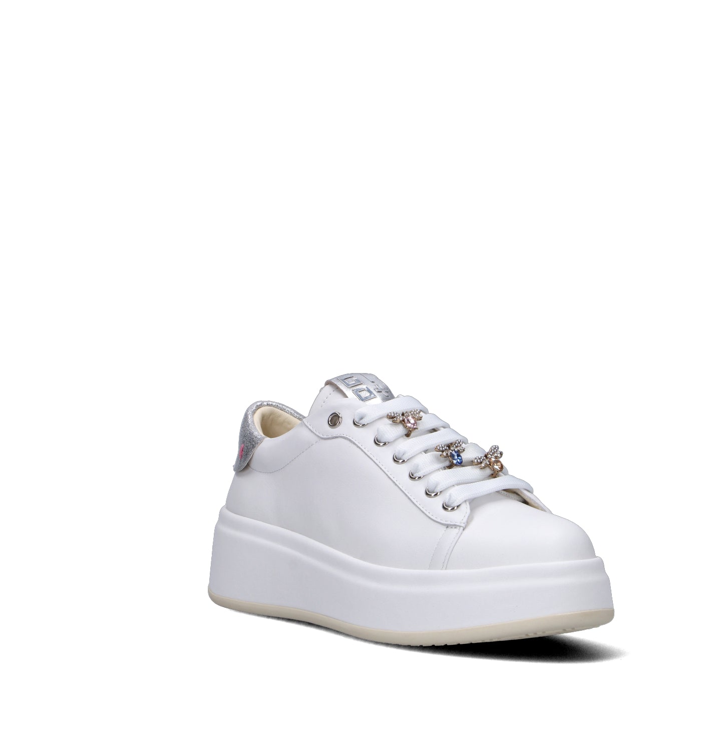 GIO+ Sneaker donna bianca/argento in pelle