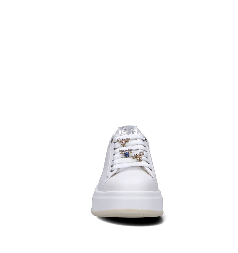 GIO+ Sneaker donna bianca/argento in pelle