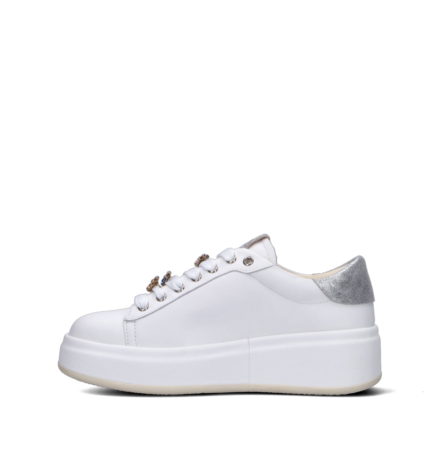 GIO+ Sneaker donna bianca/argento in pelle