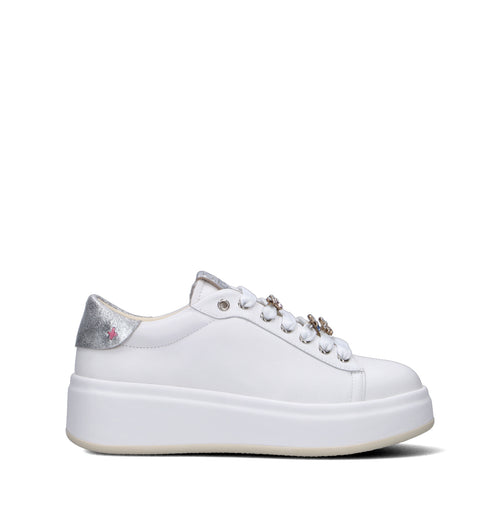 GIO+ Sneaker donna bianca/argento in pelle