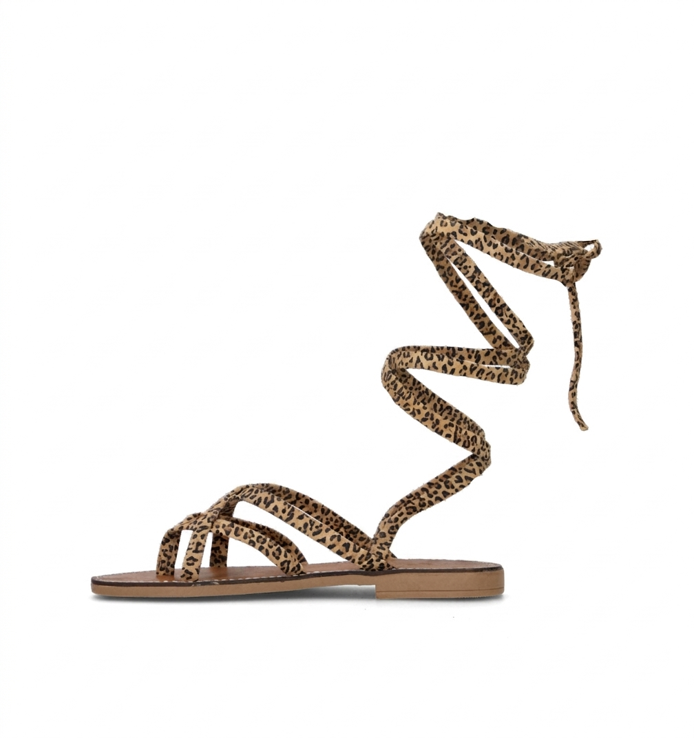 OLIVIA POSTER Sandalo donna leopardato in suede