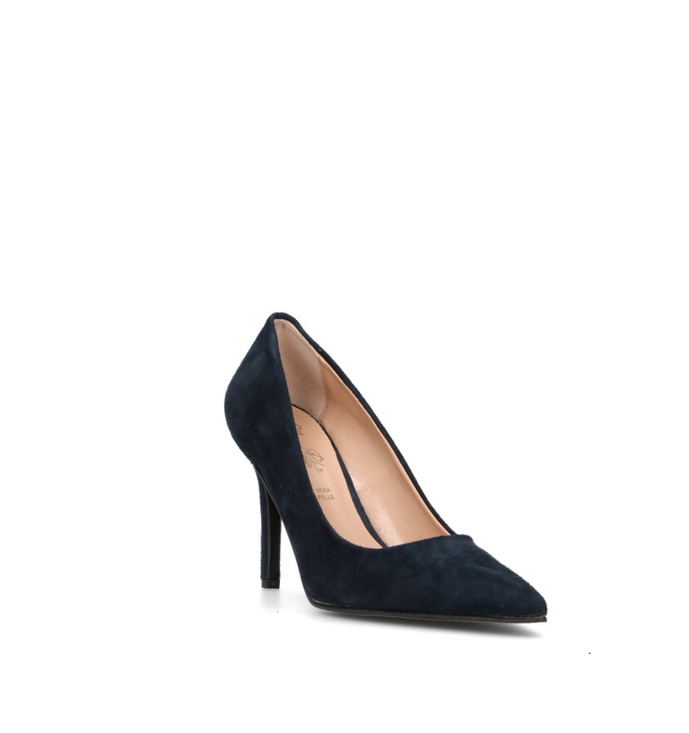 OLIVIA POSTER Décolleté donna blu in suede