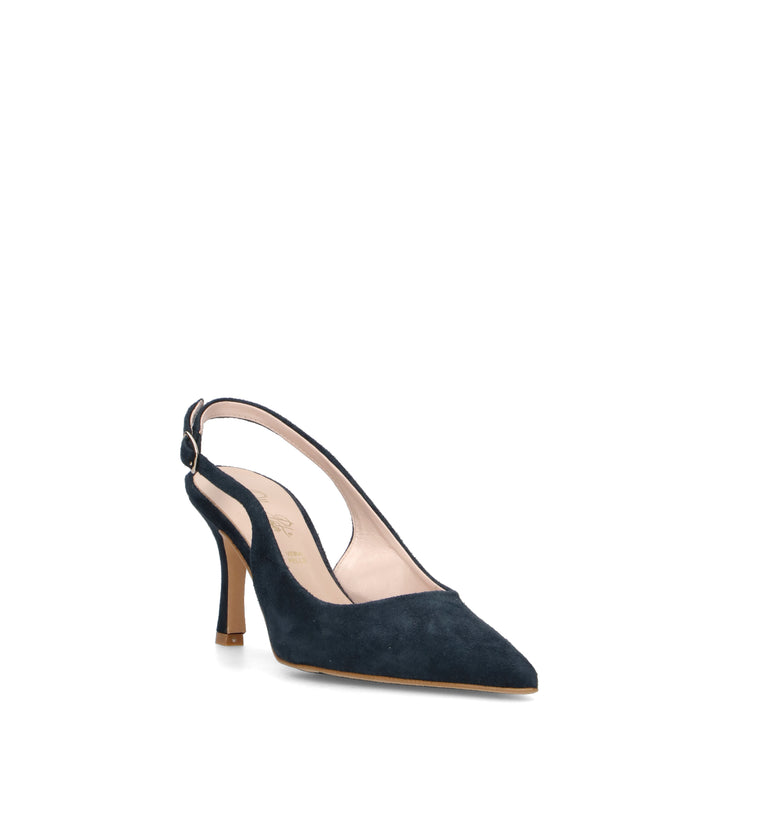 OLIVIA POSTER Slingback donna blu in suede