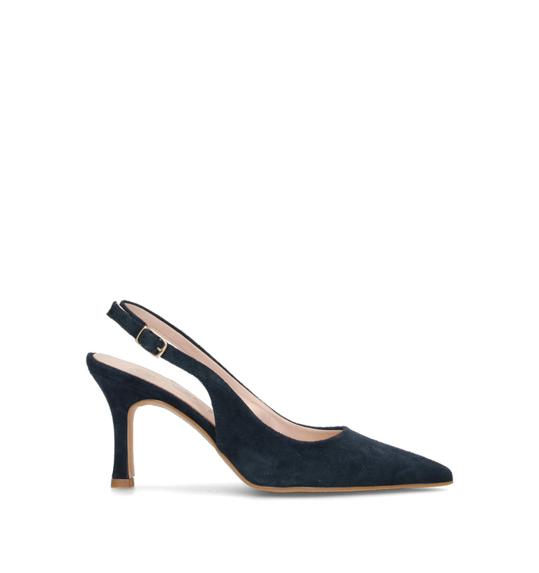 OLIVIA POSTER Slingback donna blu in suede