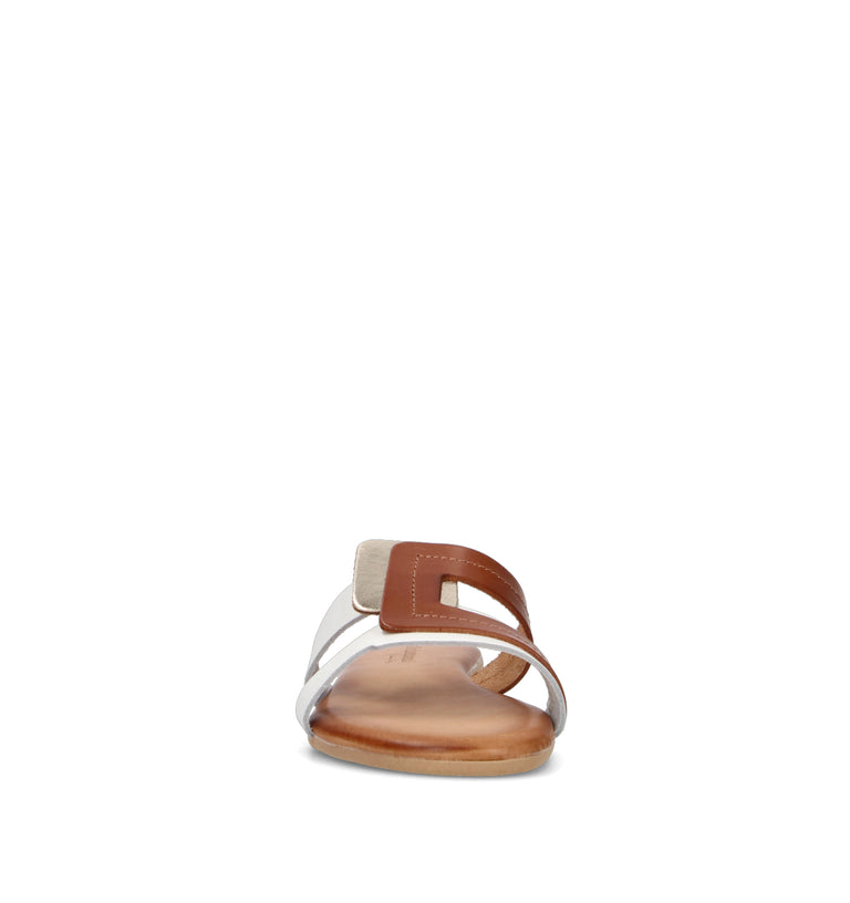 PERLAMARINA Ciabatta donna bianca/cuoio in pelle