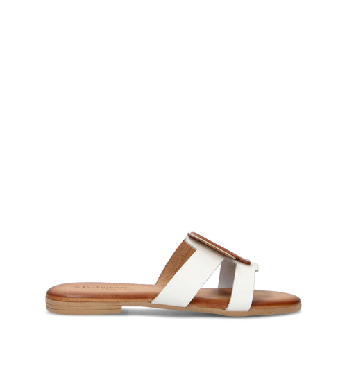 PERLAMARINA Ciabatta donna bianca/cuoio in pelle