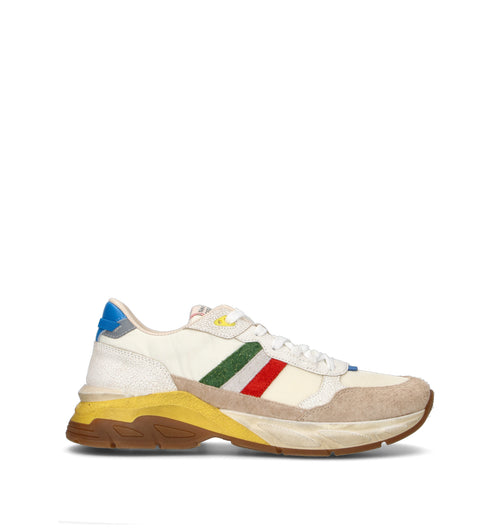 SERAFINI Sneaker uomo bianca in pelle scamosciata e tessuto. Una sneaker dal design sportivo e conte