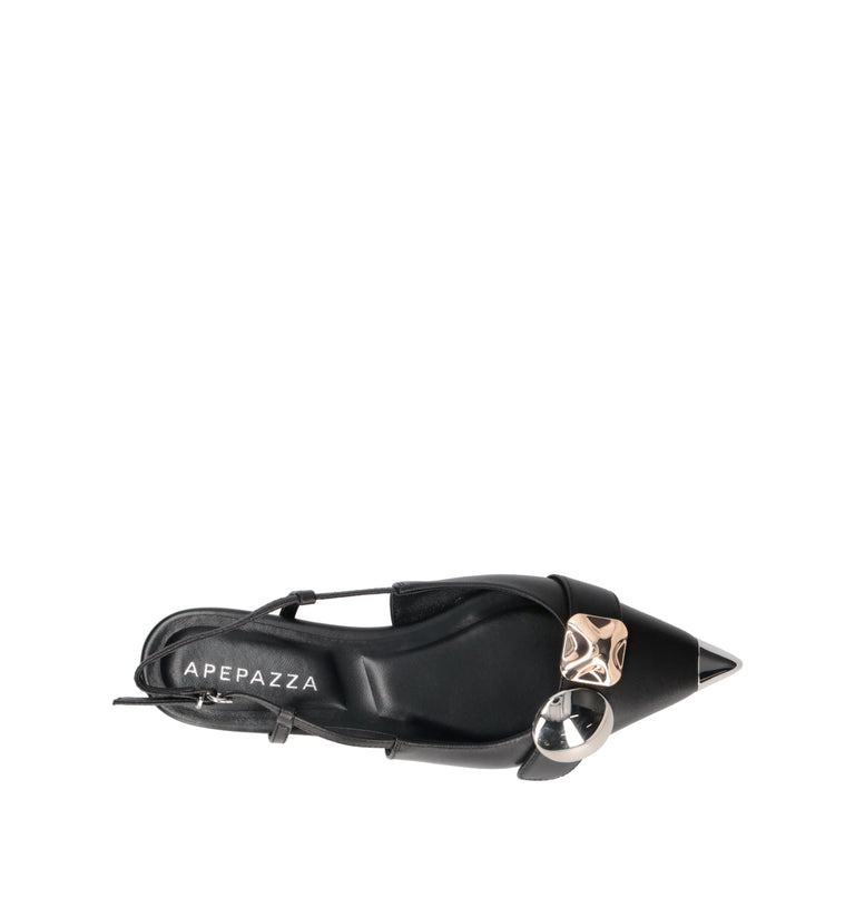 APEPAZZA Slingback donna nera in pelle