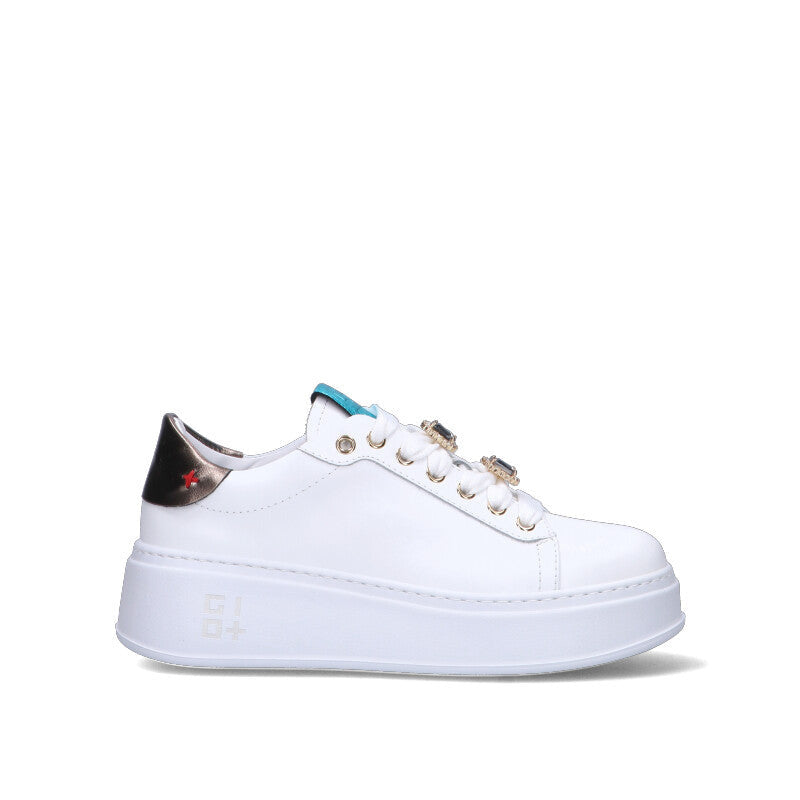 GIO+ Sneaker donna bianca/oro in pelle