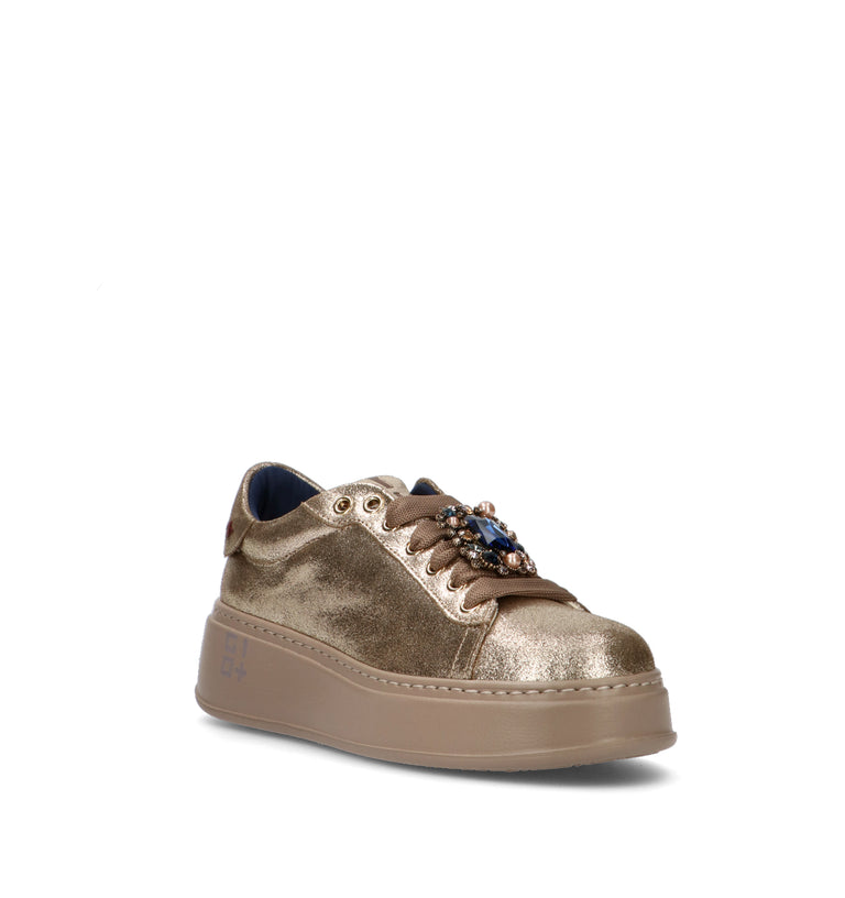 GIO+ Sneaker donna oro in pelle