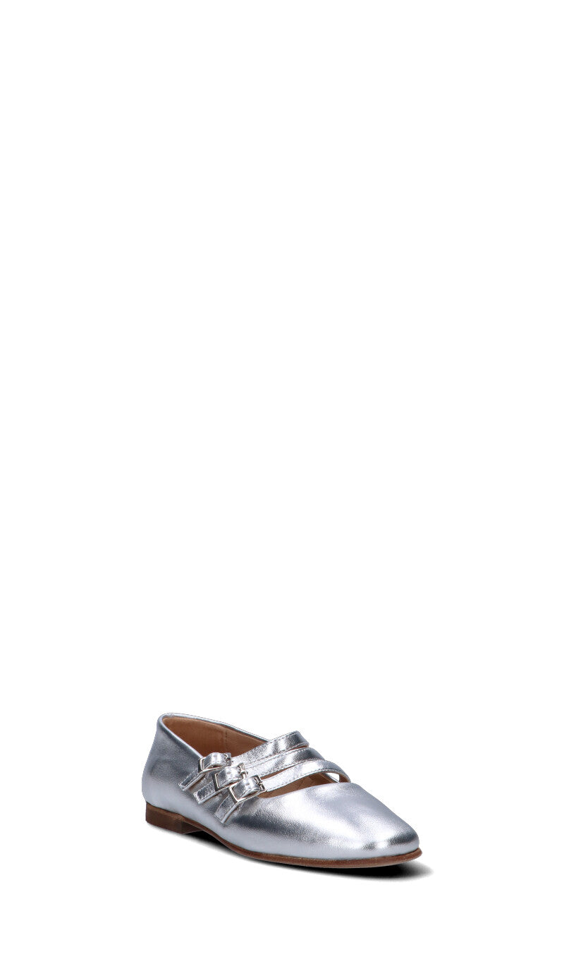 RABARBARO Ballerina donna argento in pelle