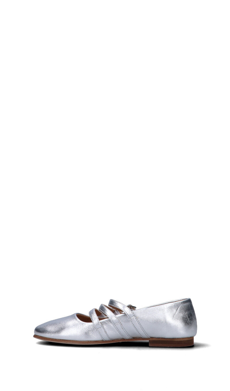 RABARBARO Ballerina donna argento in pelle