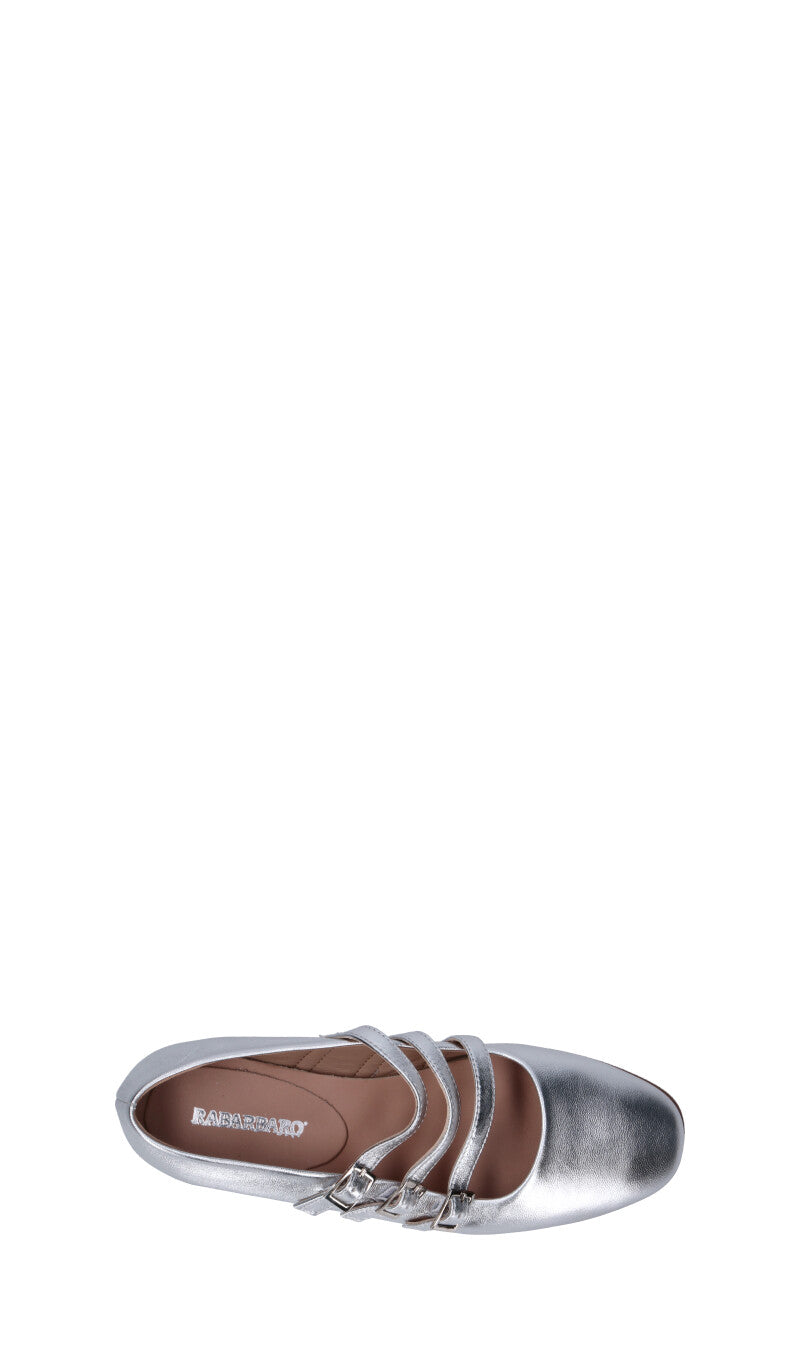RABARBARO Ballerina donna argento in pelle