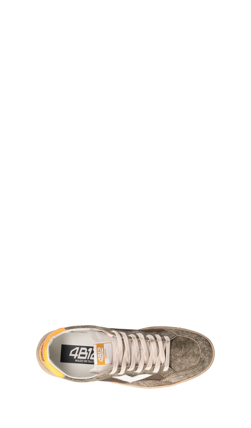 QUATTROBARRADODICI Sneaker uomo verde militare/marrone/gialla in pelle