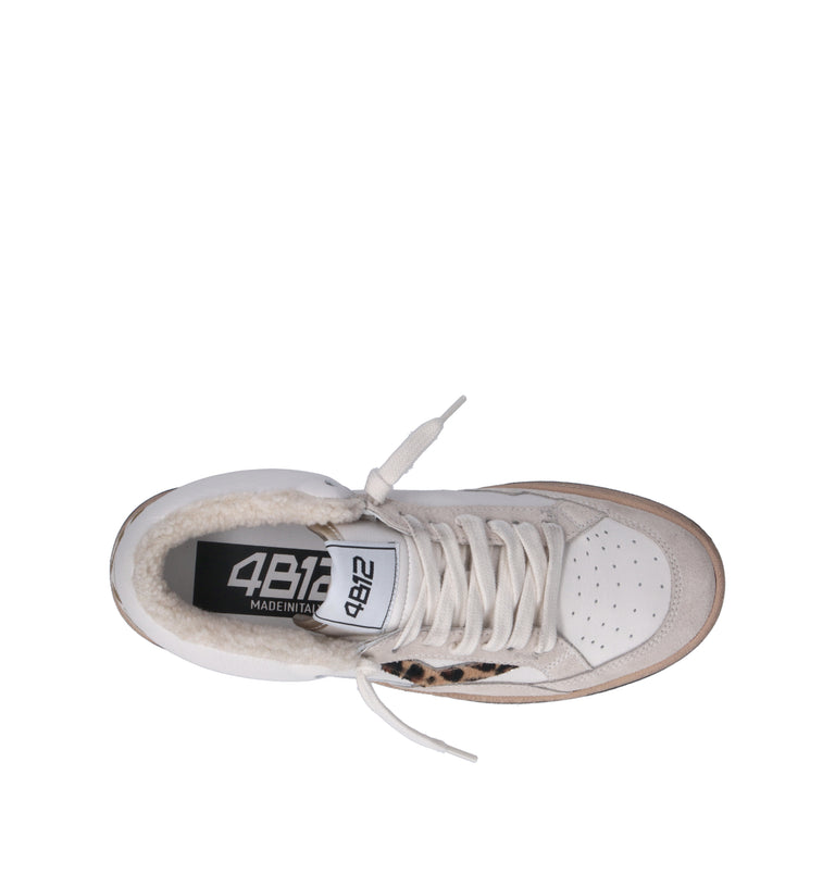 QUATTROBARRADODICI Sneaker donna bianca in pelle
