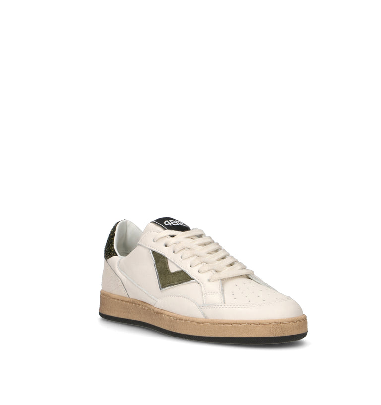 QUATTROBARRADODICI Sneaker donna bianca/verde in pelle