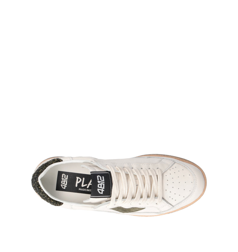 QUATTROBARRADODICI Sneaker donna bianca/verde in pelle