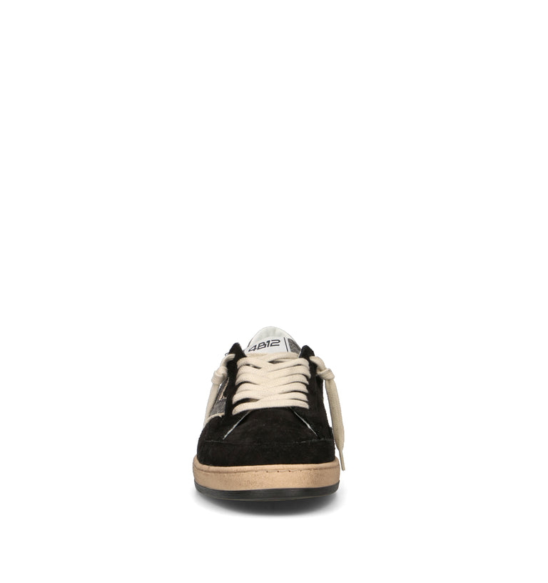 QUATTROBARRADODICI Sneaker uomo nera in suede