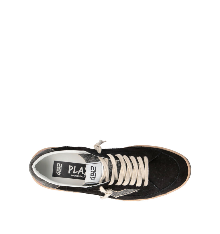 QUATTROBARRADODICI Sneaker uomo nera in suede