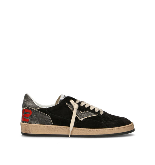 QUATTROBARRADODICI Sneaker uomo nera in suede