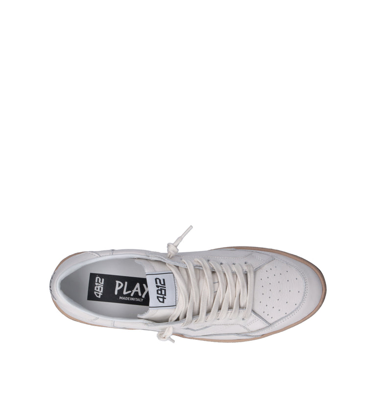 QUATTROBARRADODICI Sneaker uomo bianca in pelle