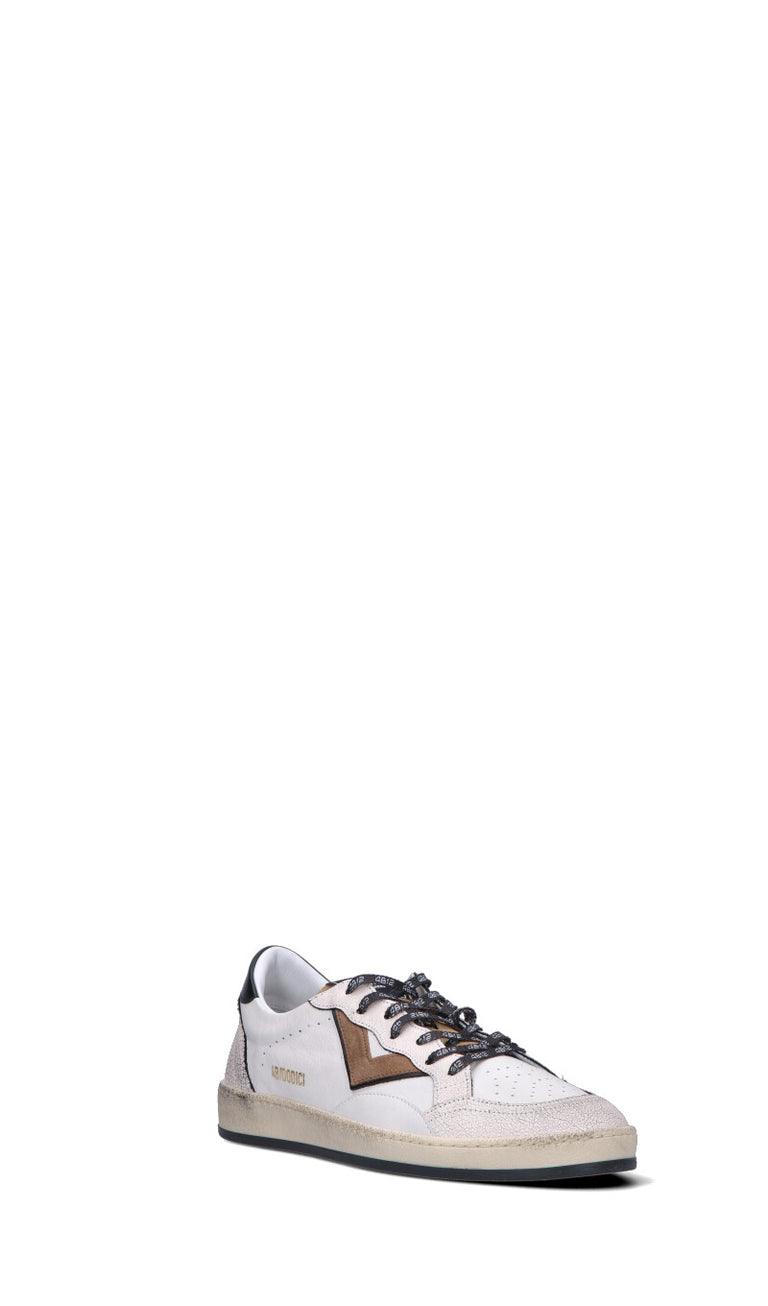 QUATTROBARRADODICI Sneaker uomo bianca/beige/nera in pelle