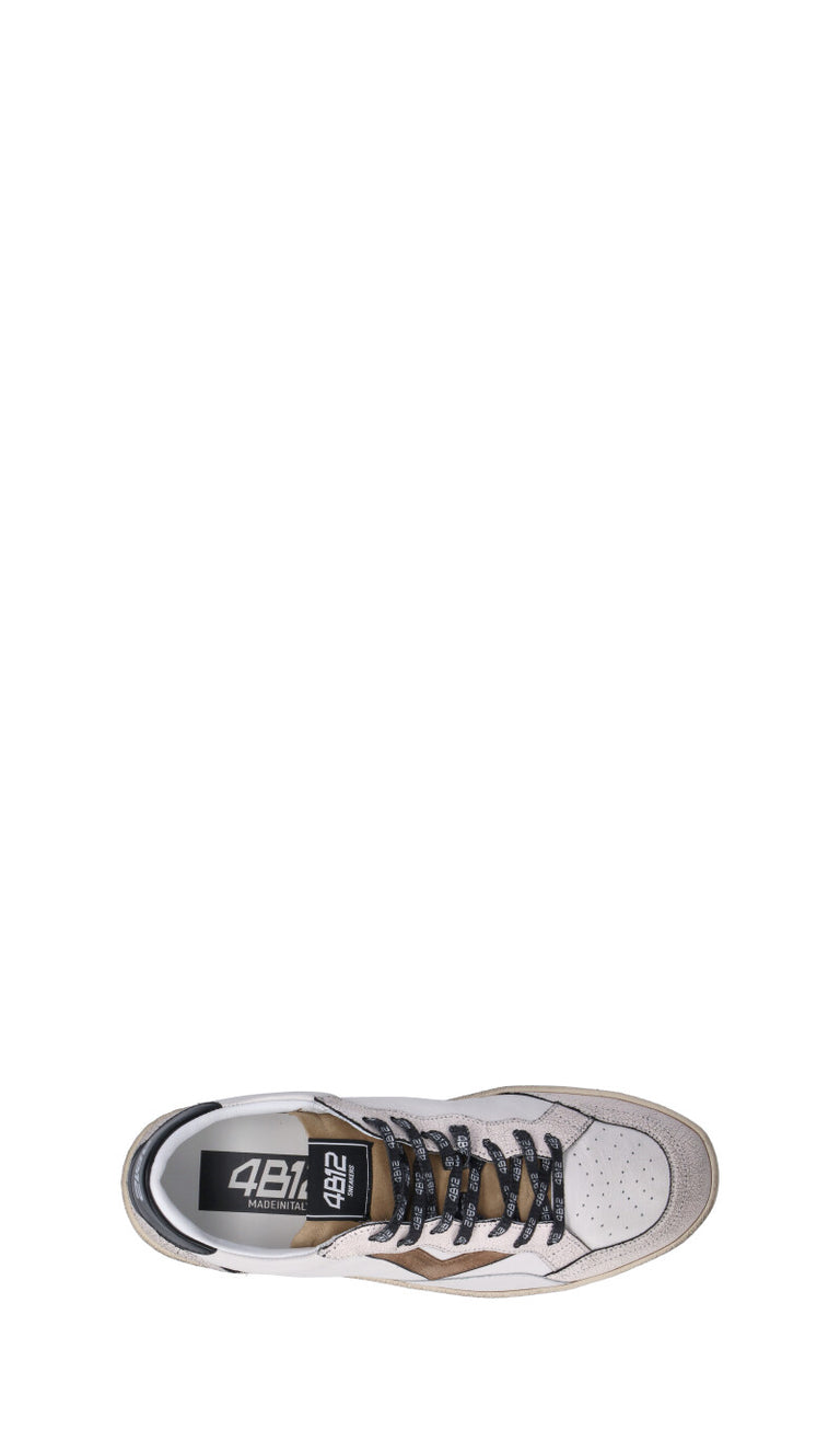 QUATTROBARRADODICI Sneaker uomo bianca/beige/nera in pelle