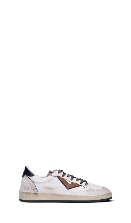 QUATTROBARRADODICI Sneaker uomo bianca/beige/nera in pelle