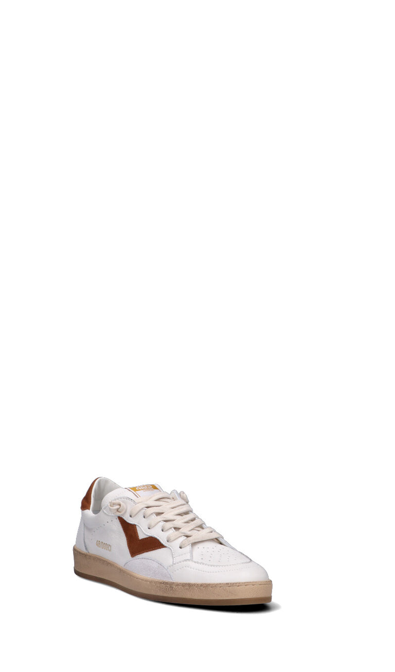QUATTROBARRADODICI Sneaker uomo bianca/marrone in pelle