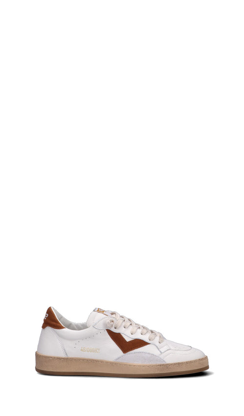 QUATTROBARRADODICI Sneaker uomo bianca/marrone in pelle