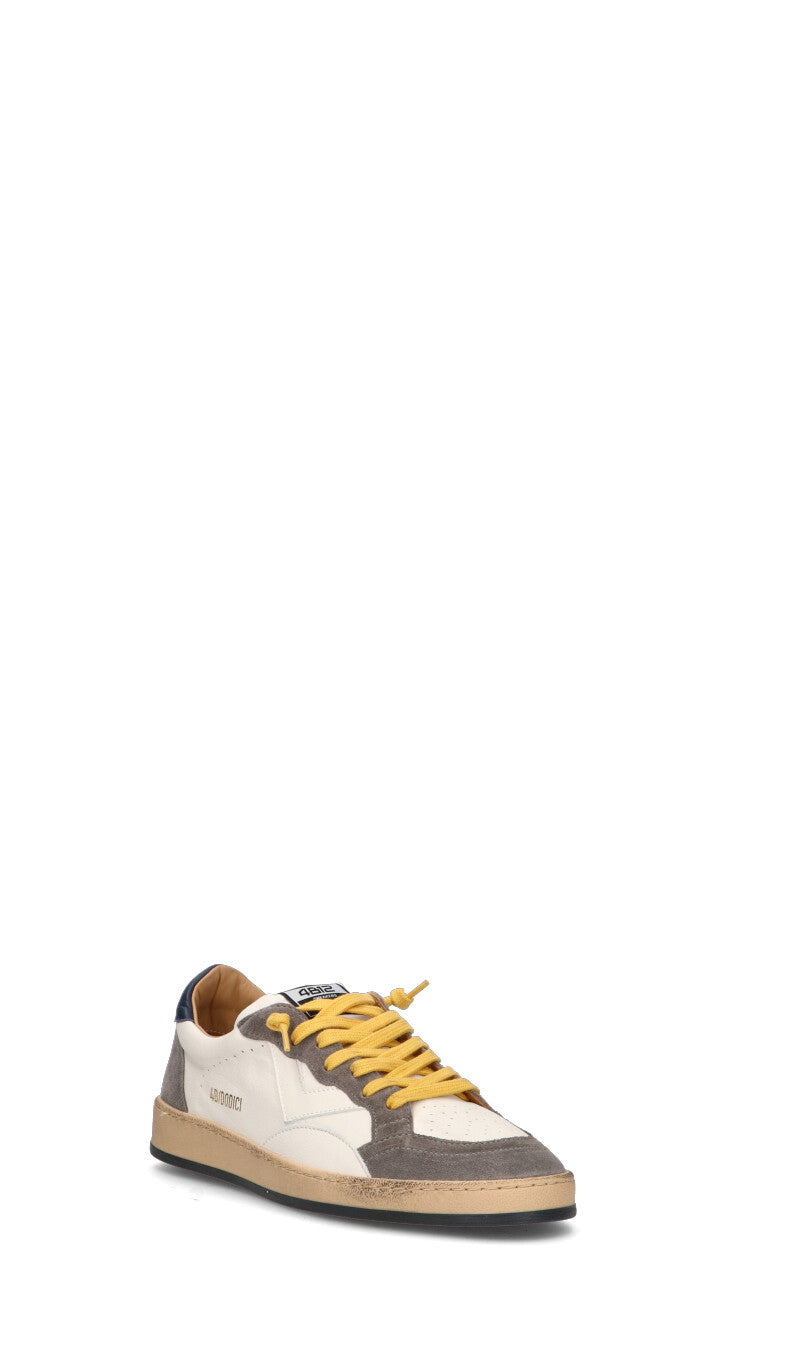 QUATTROBARRADODICI Sneaker uomo bianca/grigia in pelle