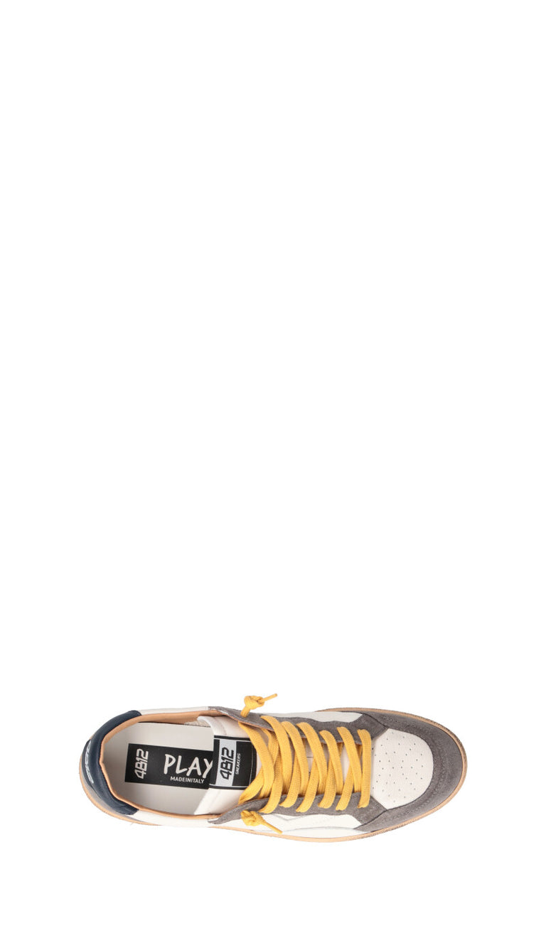 QUATTROBARRADODICI Sneaker uomo bianca/grigia in pelle