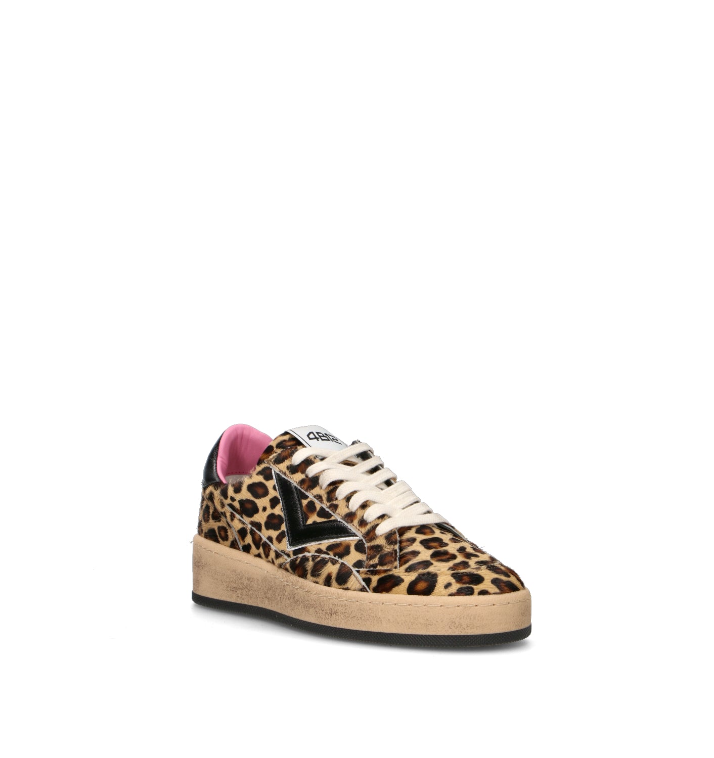 QUATTROBARRADODICI Sneaker donna bianca maculata in cavallino