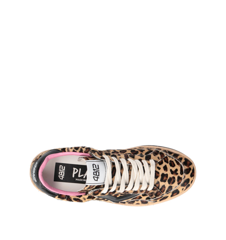 QUATTROBARRADODICI Sneaker donna bianca maculata in cavallino