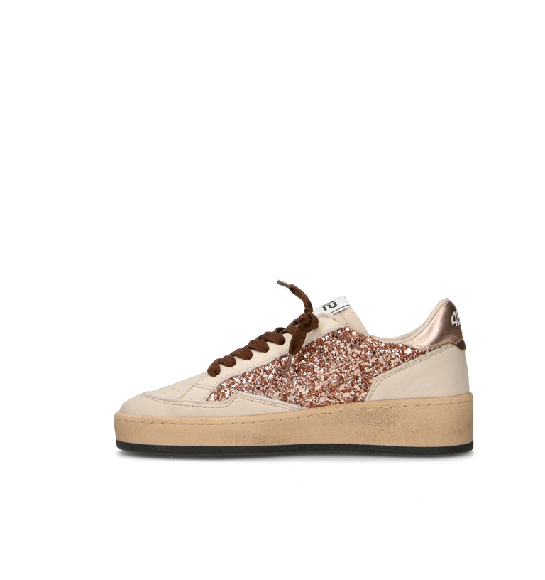 QUATTROBARRADODICI Sneaker donna panna/bronzo