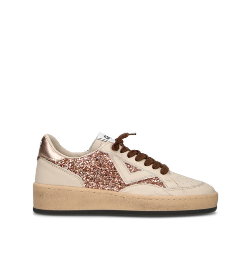 QUATTROBARRADODICI Sneaker donna panna/bronzo