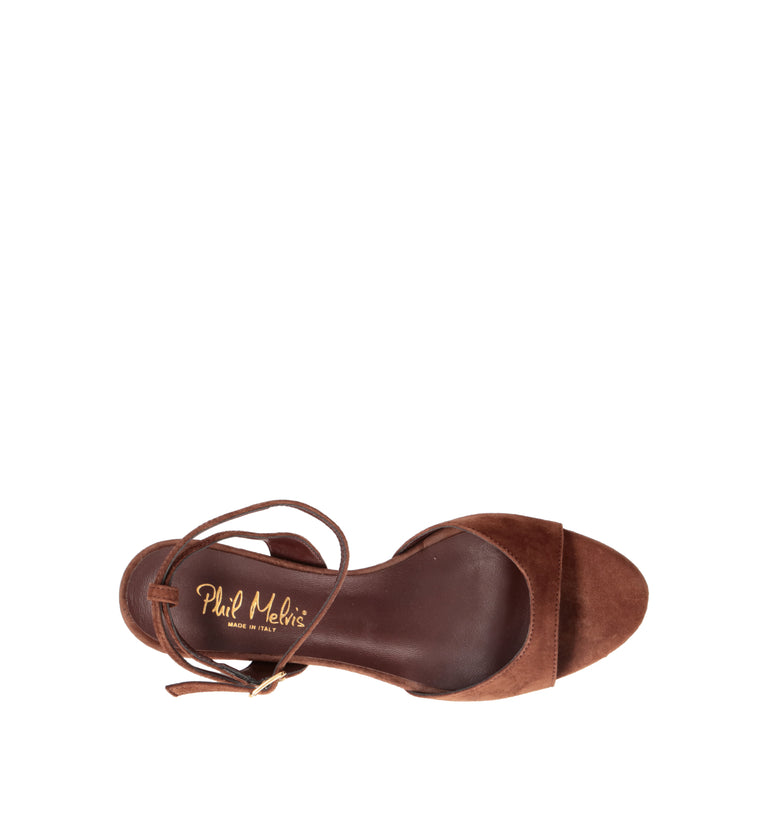 PHIL MELVIS Sandalo donna marrone in suede