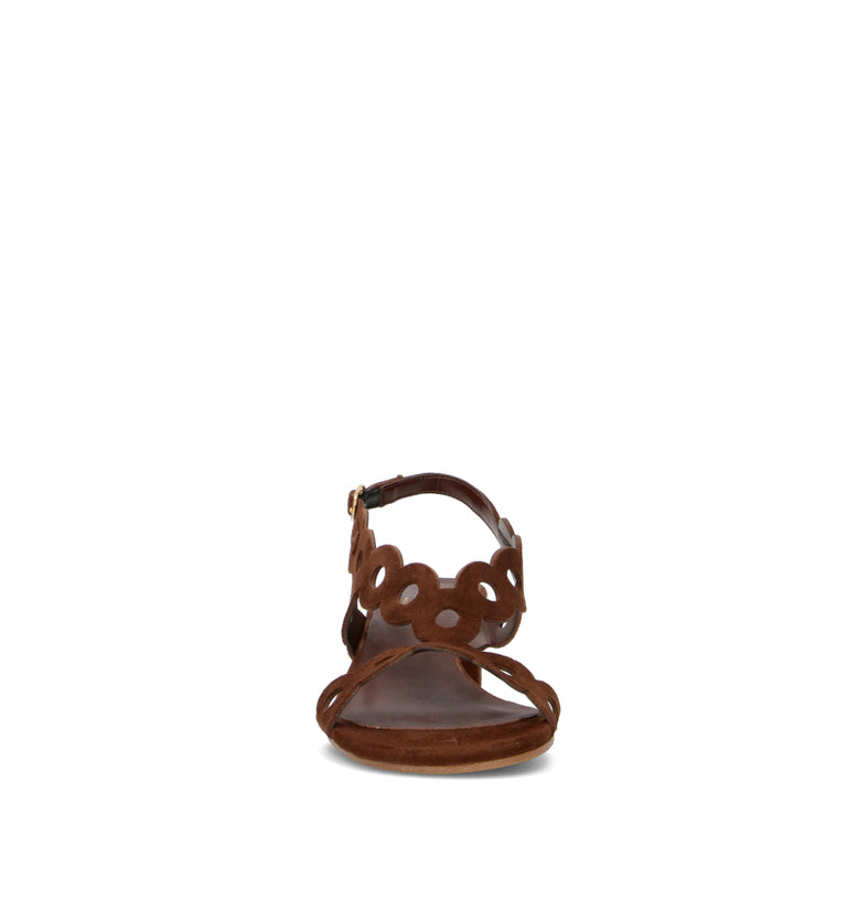 PHIL MELVIS Sandalo donna marrone in suede