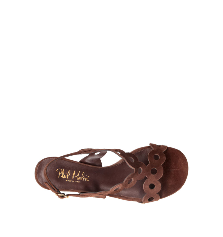 PHIL MELVIS Sandalo donna marrone in suede
