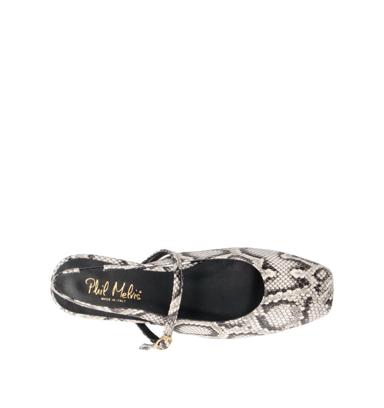 PHIL MELVIS Slingback donna bianca/nera in pelle