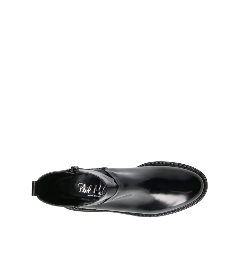 PHIL MELVIS Tronchetto donna nero in pelle